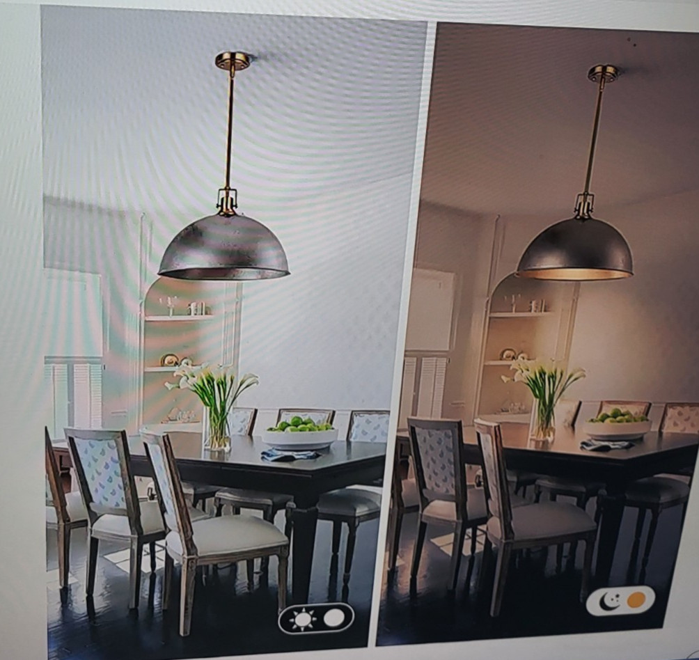 Large Pendant Dome Light Antique Silver Kitchen Island, Farmhouse 18" LamQee gallery