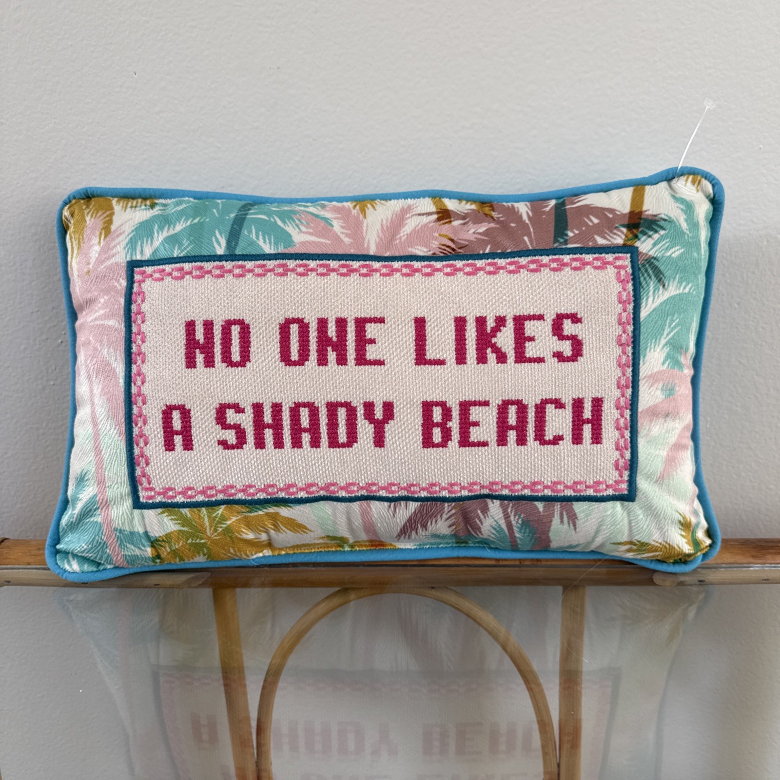 Kirkland Needlepoint Limited Edition Blue and Pink Pillow 16”x9” gallery