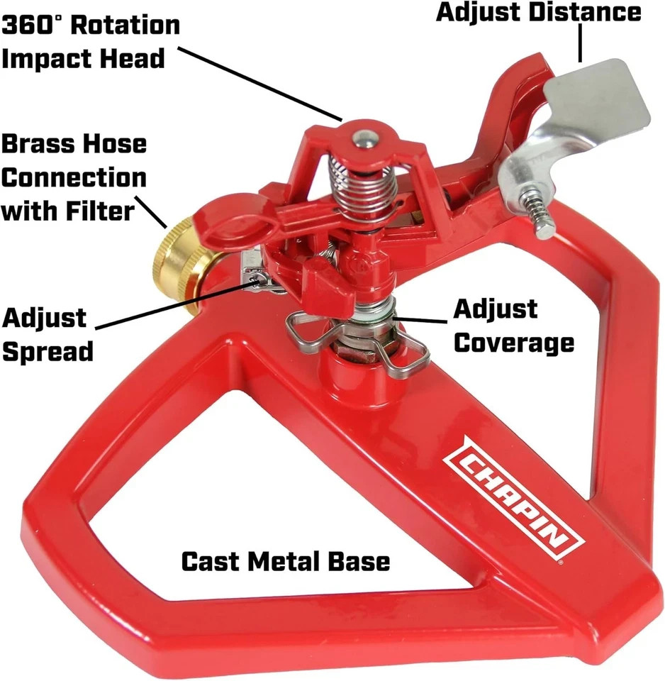 Chapin 4980: Platform Impact Sprinkler, 360 Degree Automatic With Base Red gallery