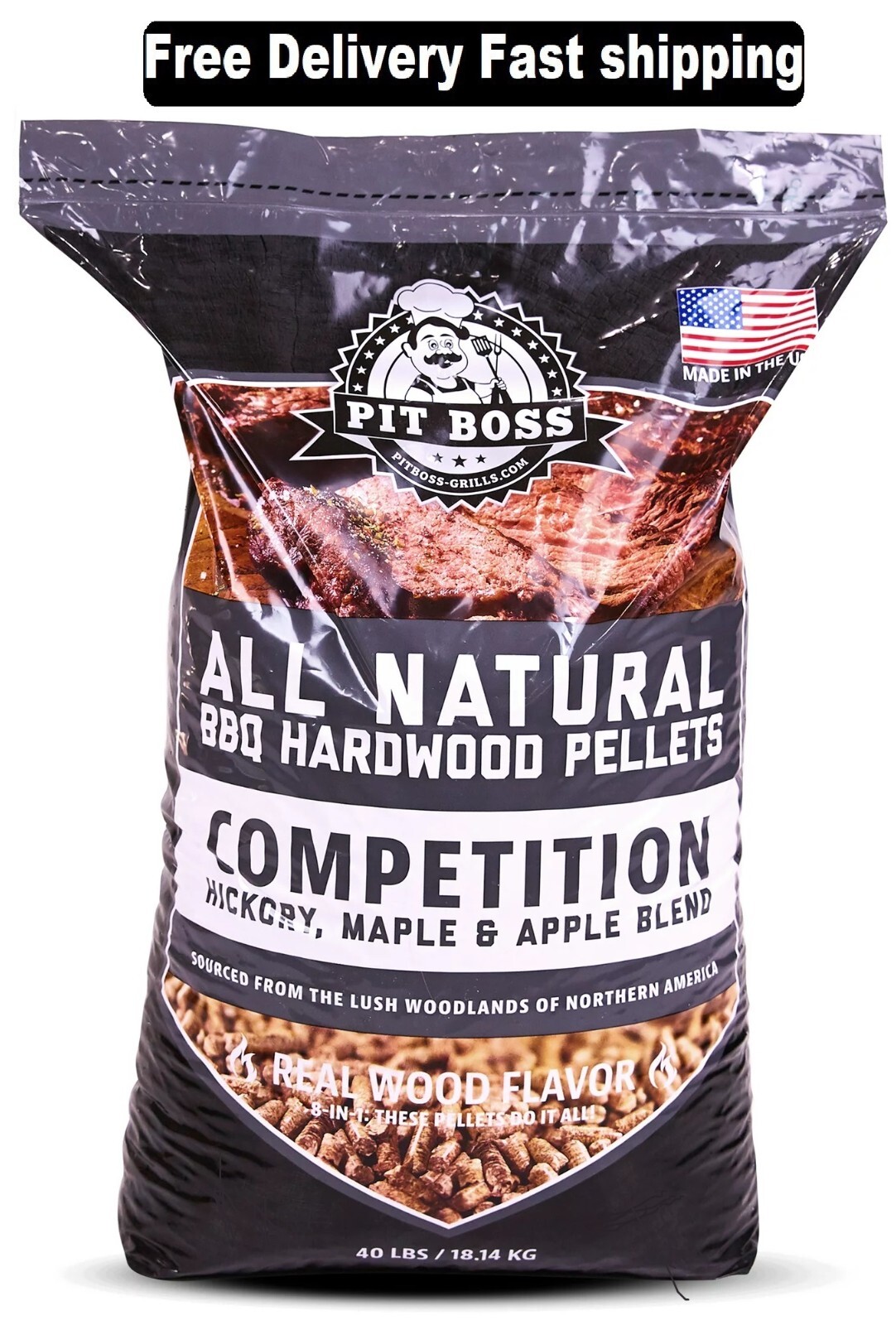 100% All-Natural Hardwood Competition Blend BBQ Grilling Pellets, 40 Pound Bag/ gallery