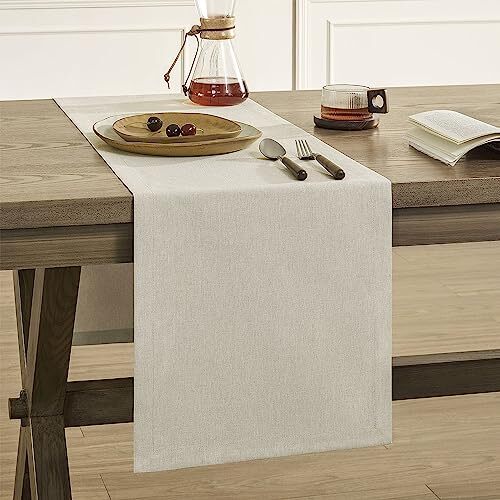 Basic Linen Style Table Runner, 14 x 48 Inch Rustic 14x48 Inch Raw Linen