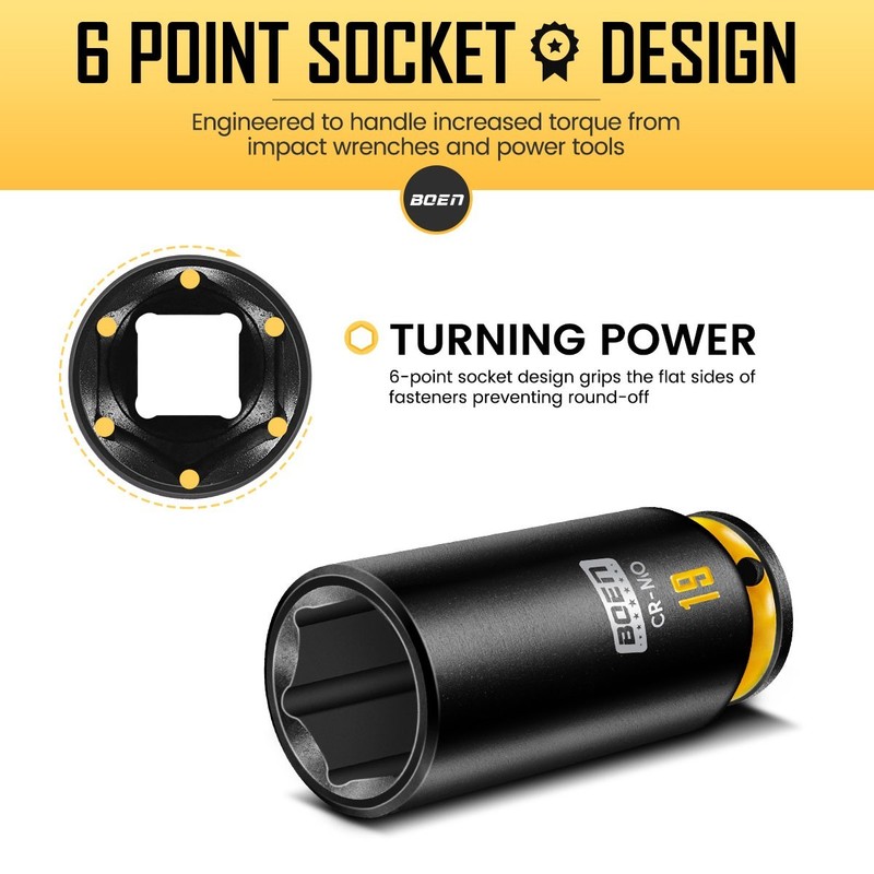 Pro 3/8" Drive Impact Socket Set, 43-Piece SAE(5/16"-3/4") & Metric(8-19mm) set gallery