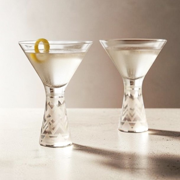 Missoni for Target Passione Glass Chevron Zig Zag Martini Cocktail Glasses Pair