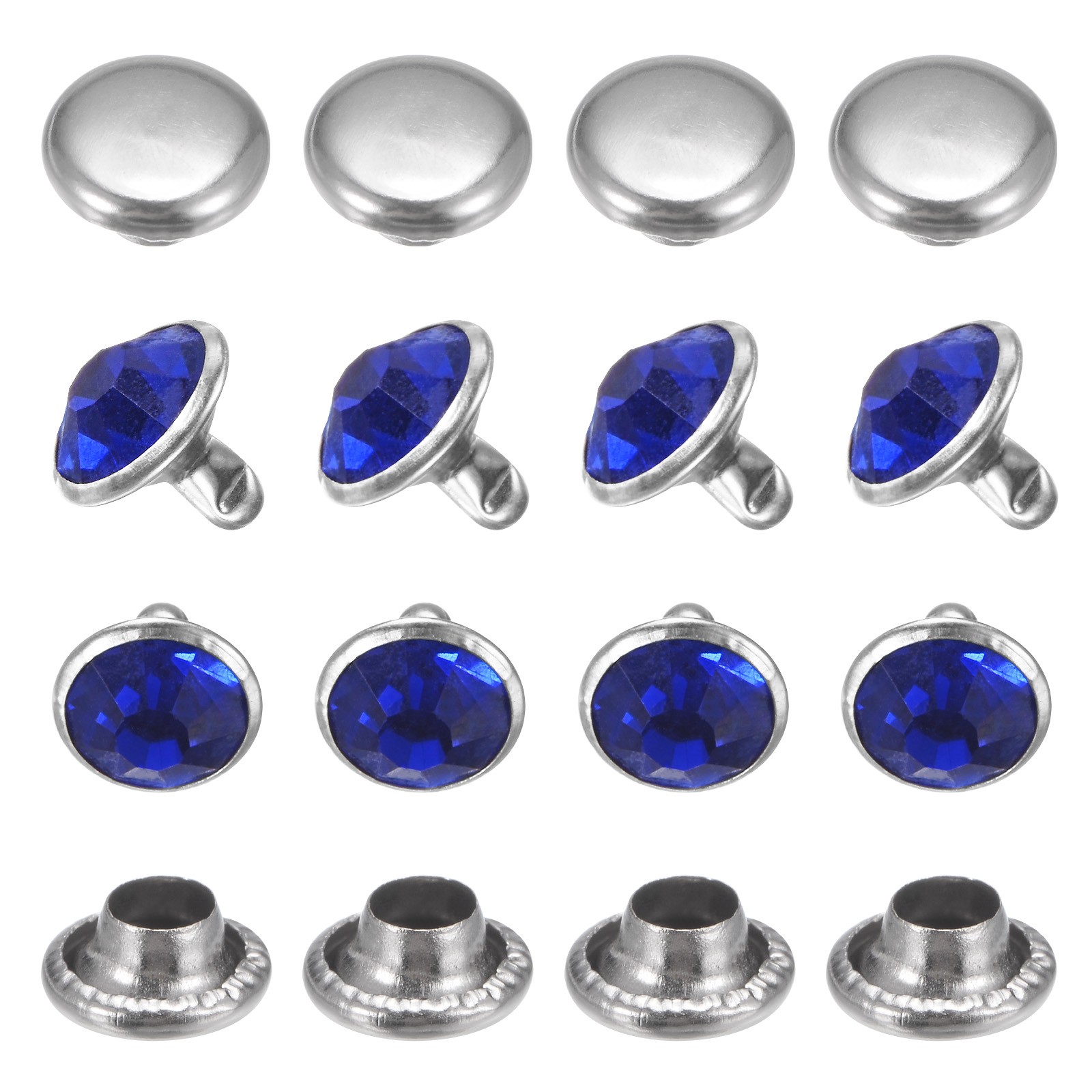 Clear Rhinestone Rivets [50pcs] - Crystal Rivets - [Deep Blue - 0.39 IN] gallery