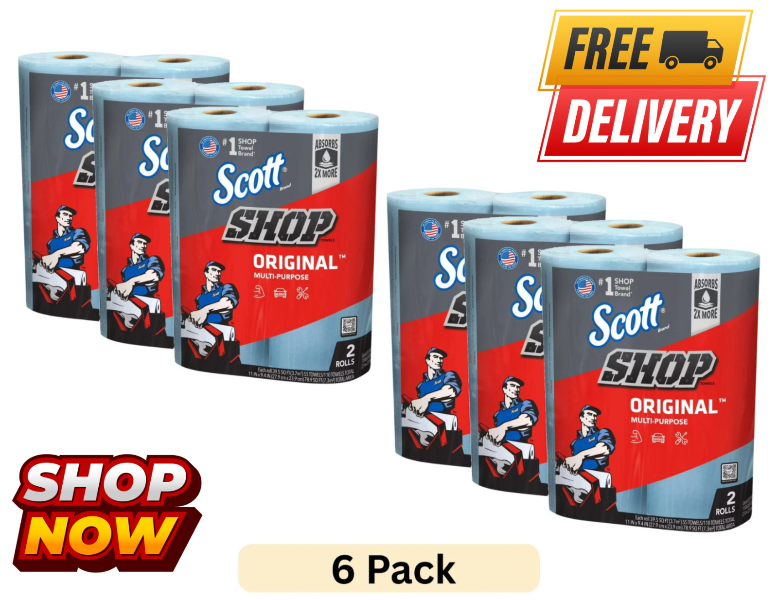 Scott Professional Multi-Purpose Shop Towels, 55 Sheets per Roll, 12 Ct gallery