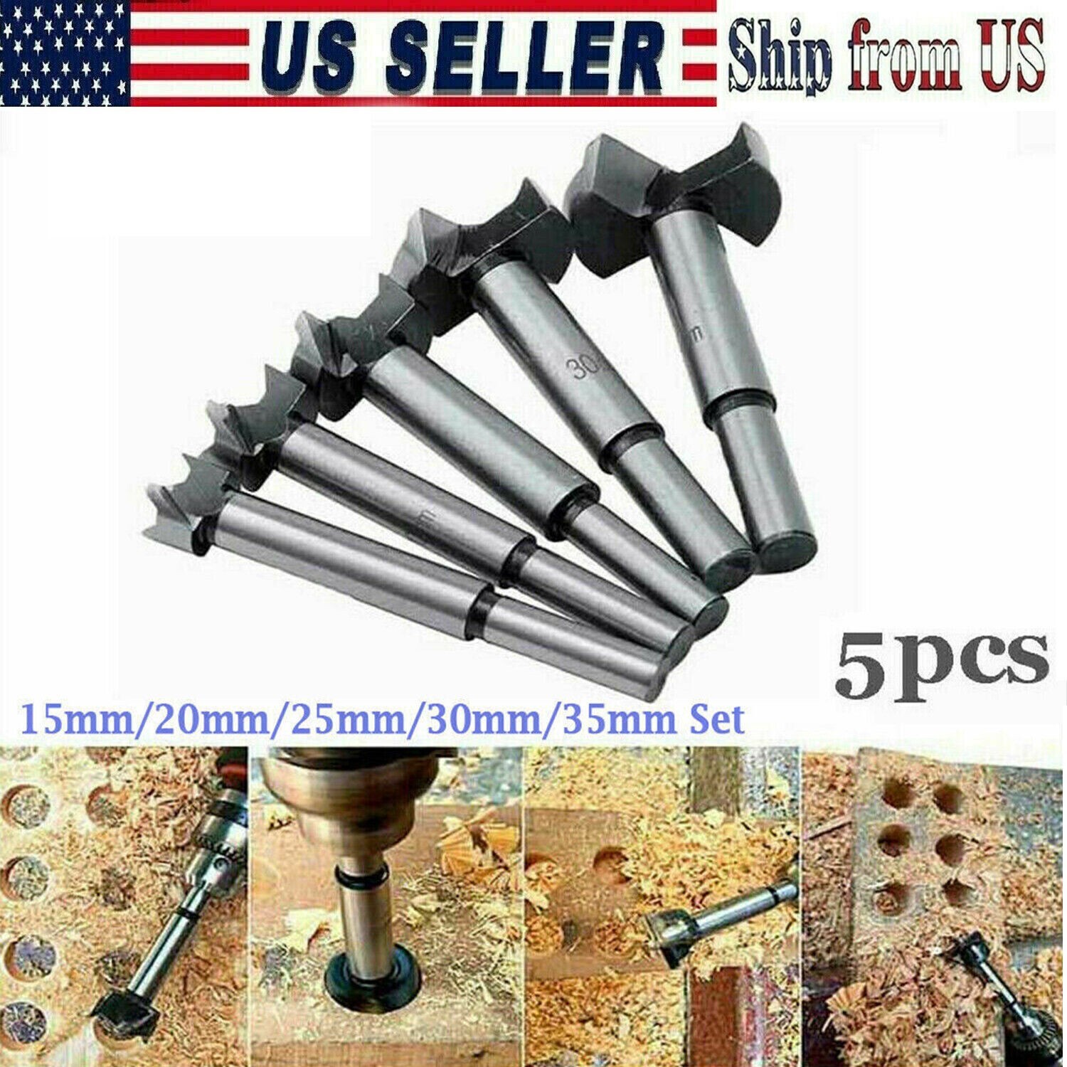 Forstner Bit Set 15-35mm Boring Hole Woodworking Drill Bit Saw Cutter Wood Tools gallery