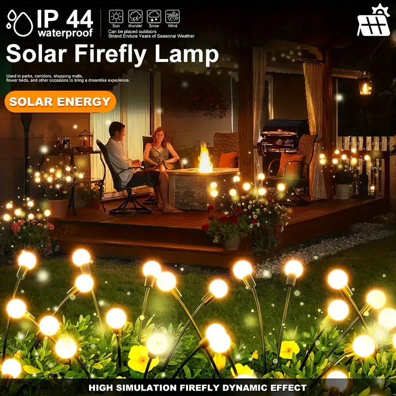 Outdoor Solar Powered Firefly Lights LED Landscape Garden Lawn Swaying Light USA gallery