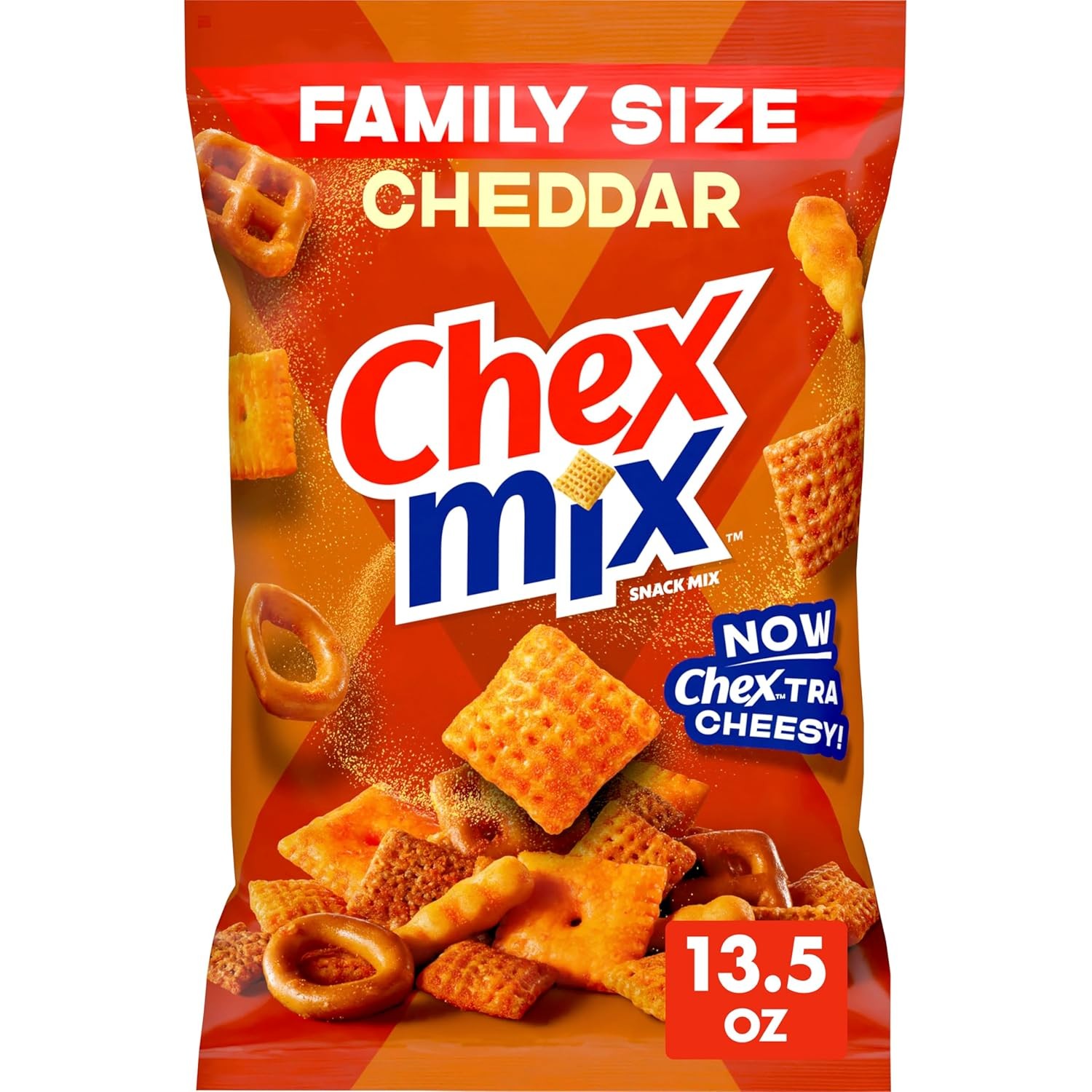Chex Mix Cheddar Snack Mix, Savory Snack Bag, Family Size, 13.5 oz gallery