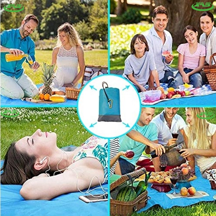 Foldable nylon camping large outdoor pocket waterproof beach blanket 83"x79" gallery
