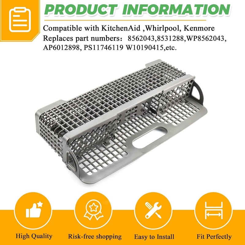 Dishwasher Silverware Basket Replacement for 8531233 WP8562043 Whirlpool gallery