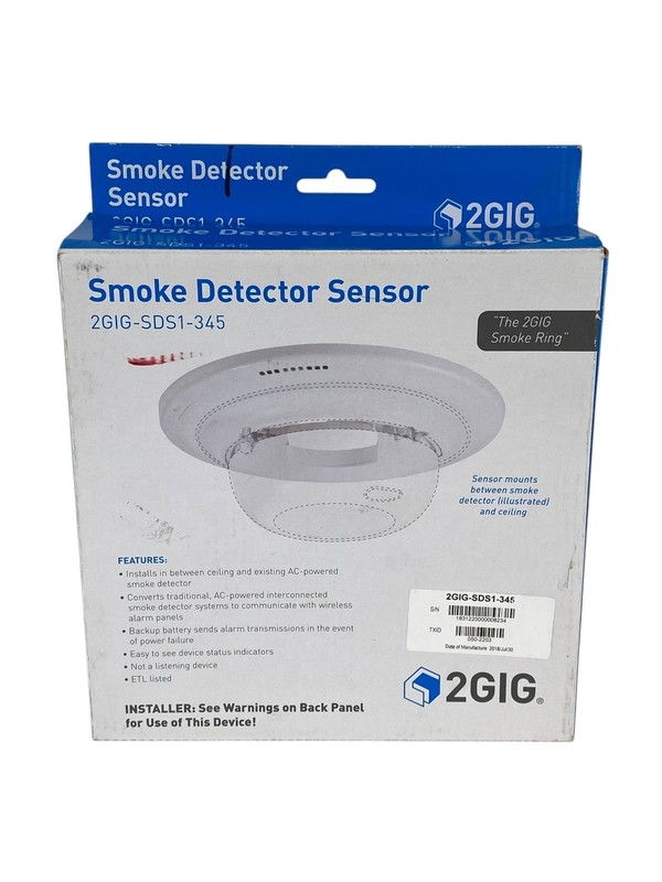 2GIG Smoke Detector Sensor Transmitter 2GIG-SDS1-345 Smoke Ring (New) gallery