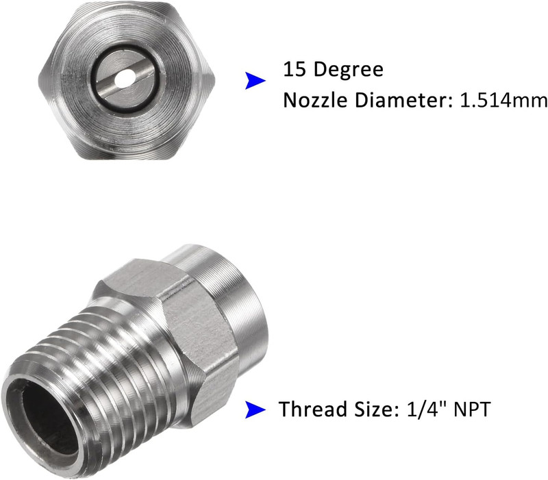 6 Pack Surface Clean Tips - 15 Degree 1/4" NPT Male Pressure Washer Nozzles Clea gallery