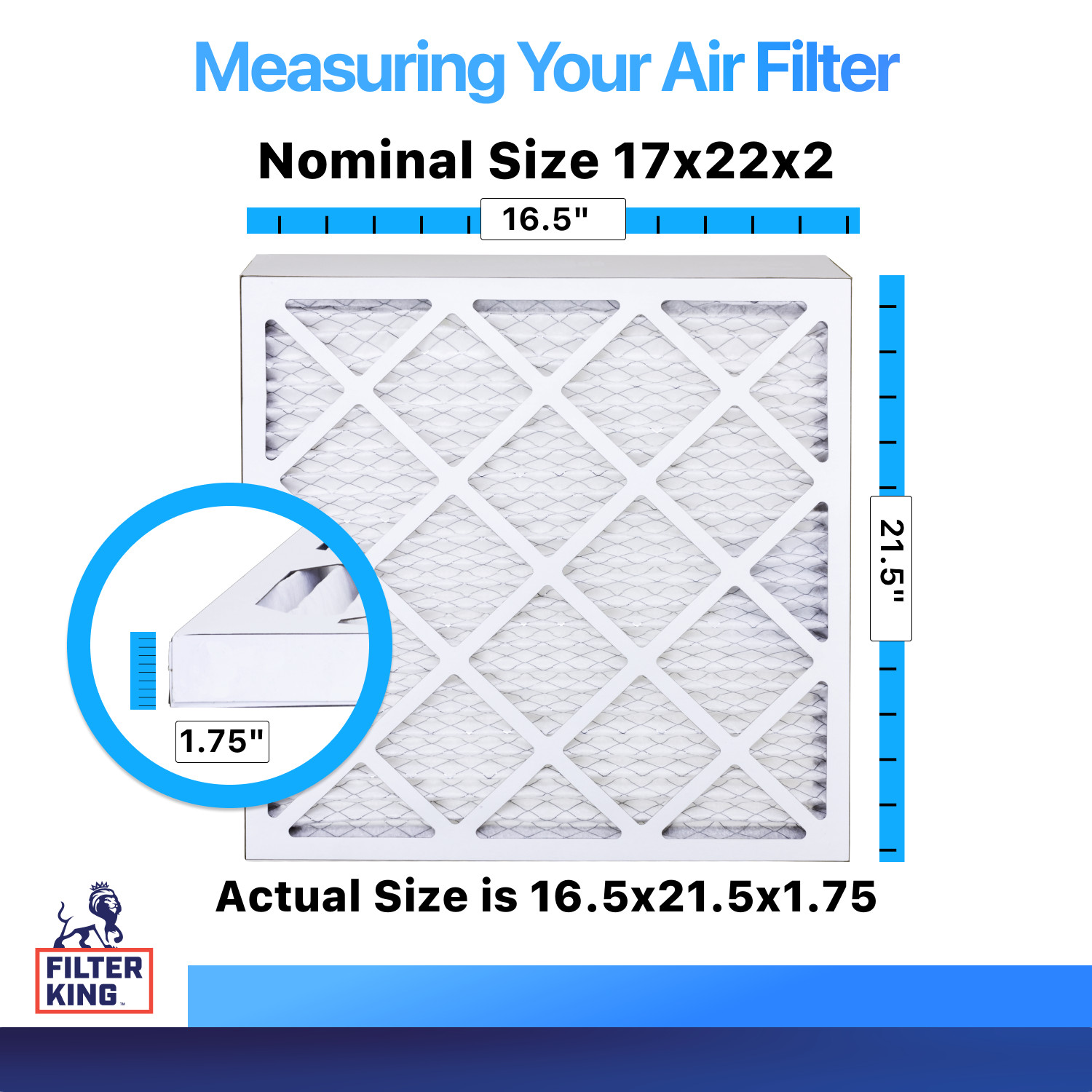 Filter King 17x22x2 Air Filter 4-PACK MERV 8 Actual Size 16.5 x 21.5 x 1.75" gallery