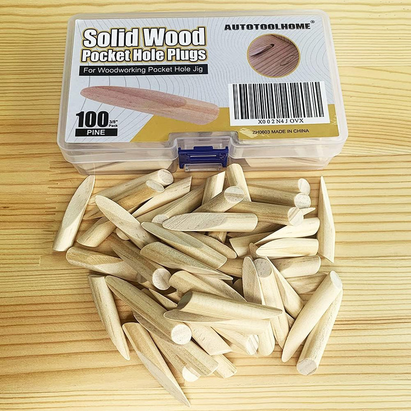 100 Pack Solid Wood Pocket Hole Plugs Pine for Pocket Hole Jig Woodworking Tool gallery