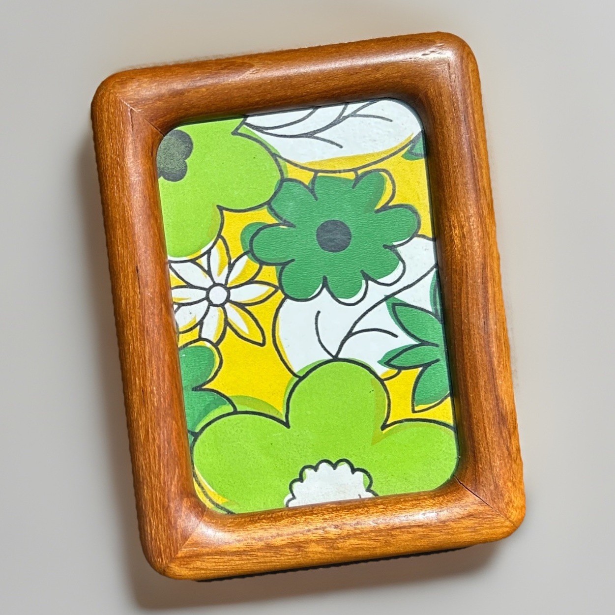 Vintage Retro Teak Rounded Corner Wood Picture Frame Tabletop Boho 4.5x6” gallery