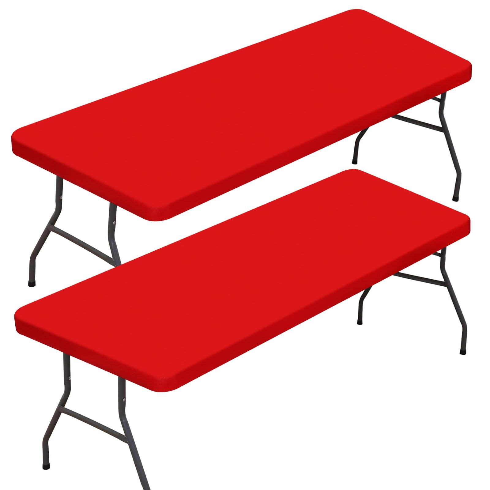 2 Pack Rectangle Fitted Table Covers for 6 Foot Tables – 30" x 72" Stretchy S... gallery