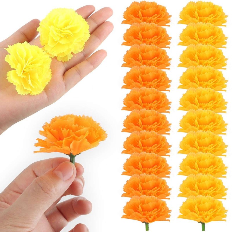 10/20/30/50Pcs Artificial Marigold Flower Garlands Wedding Diwali Decoration US gallery