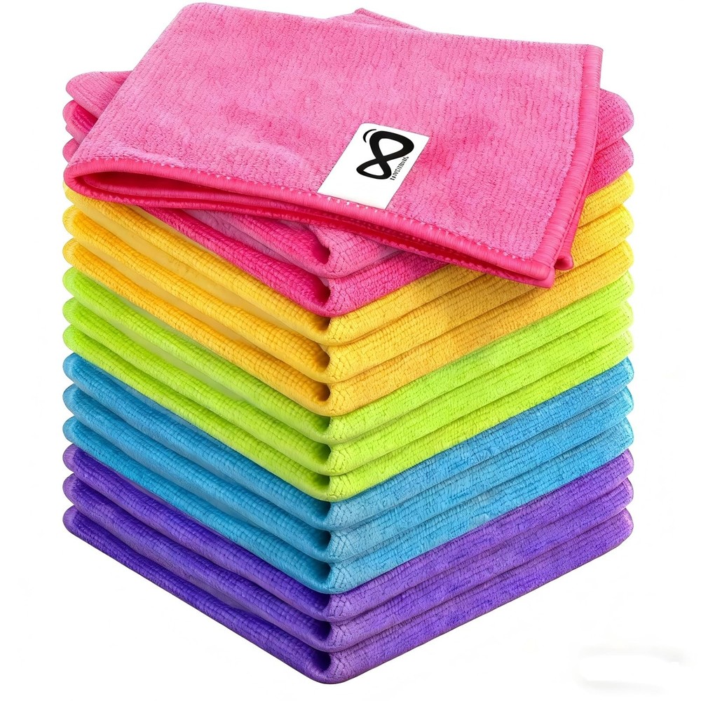 Microfiber Cleaning Cloths, 15 Pack Cleaning Rags, Wet and Dry Use Cleaning T...
