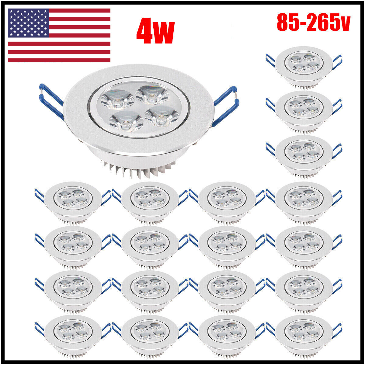 20PC 4W Spotlight Downlight LED Recessed Ceiling Panel Light Lamp 85V-265V US gallery