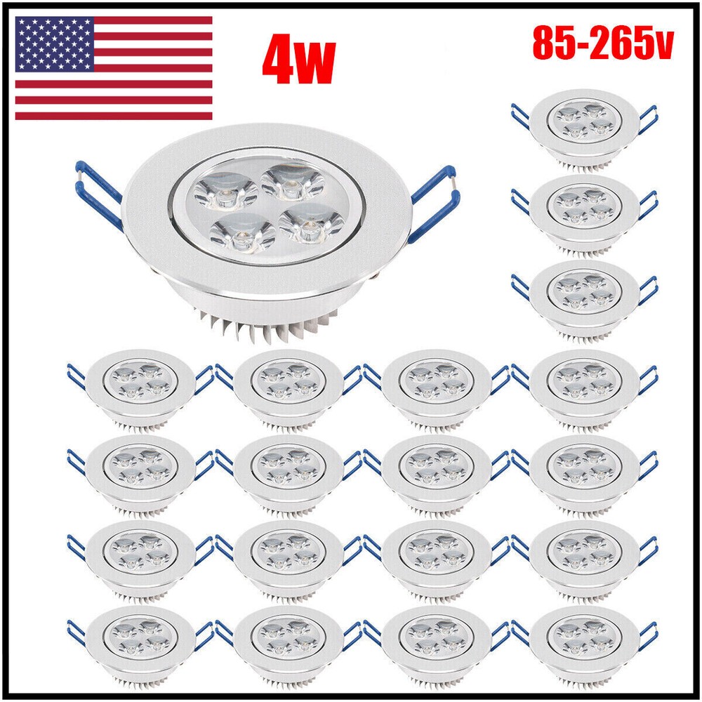 20PC 4W Spotlight Downlight LED Recessed Ceiling Panel Light Lamp 85V-265V US
