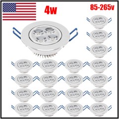 20PC 4W Spotlight Downlight LED Recessed Ceiling Panel Light Lamp 85V-265V US