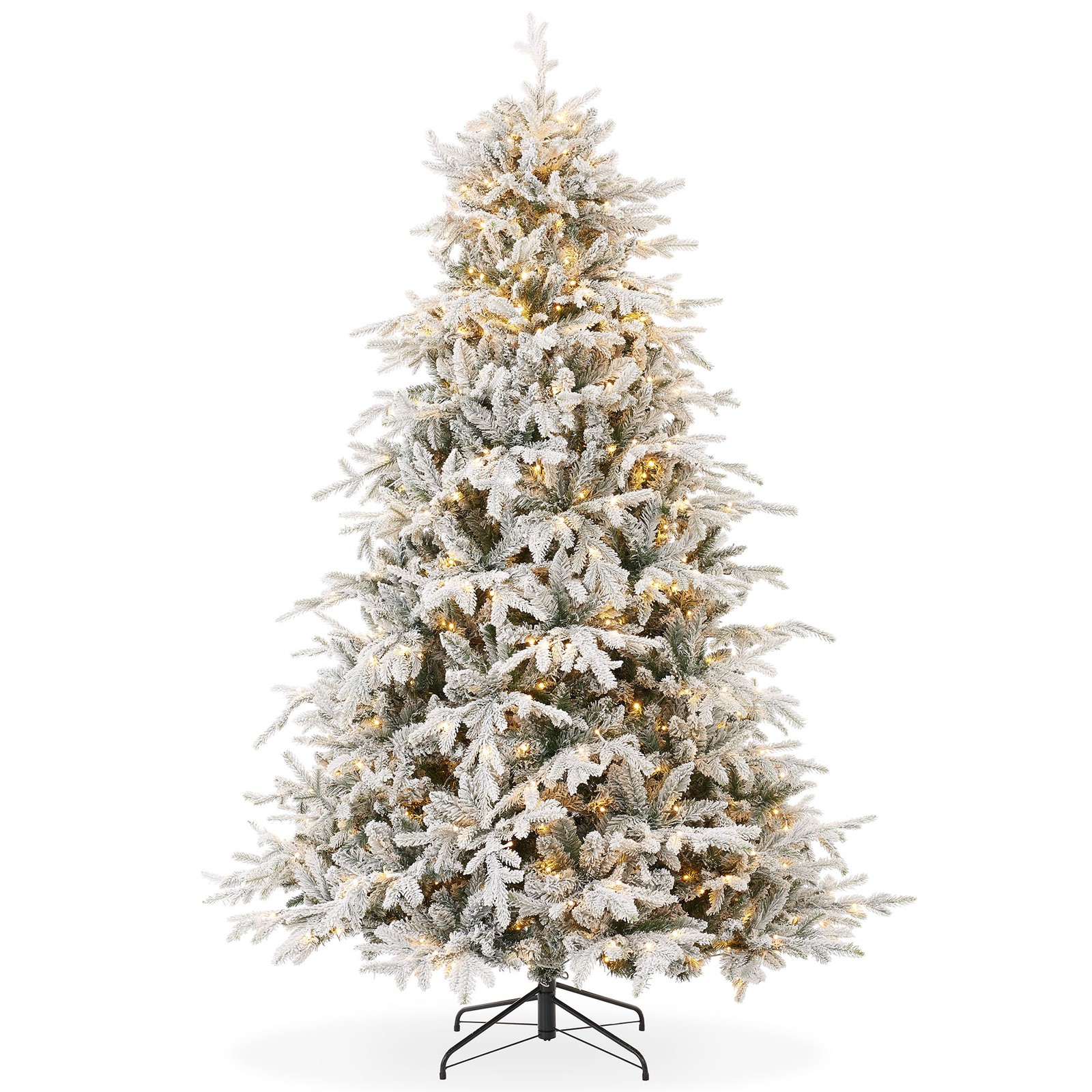 OPEN BOX - 7.5FT Pre-Lit Snow-Flocked Aspen Fir Realistic Artificial Xmas Tree gallery