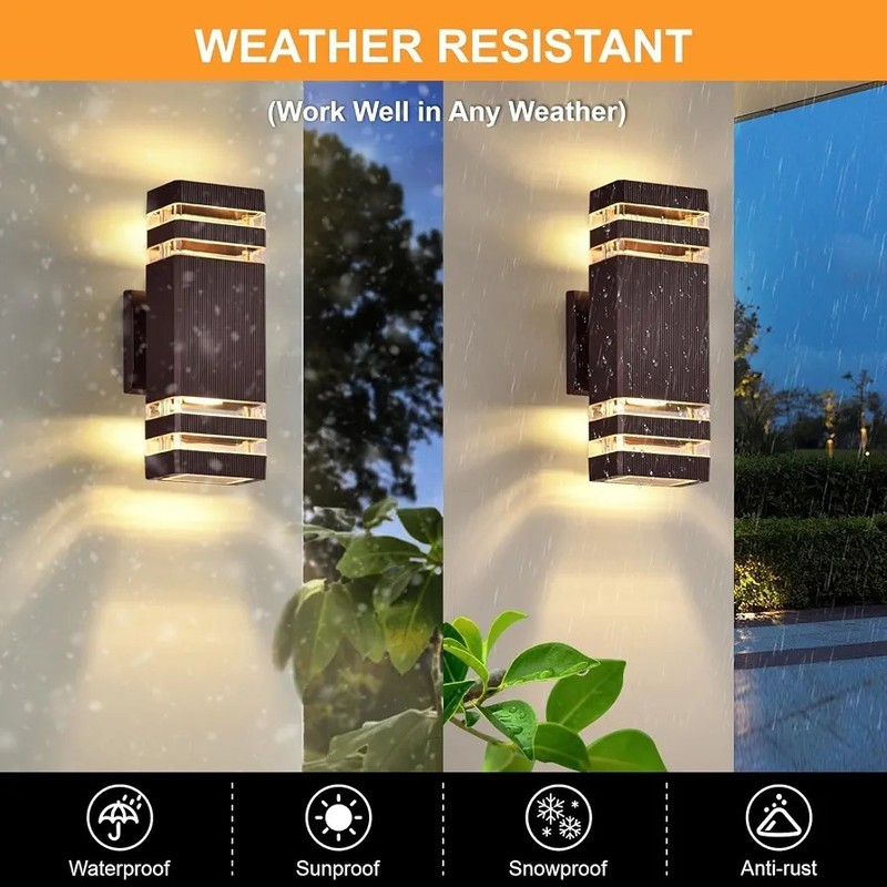 DASTOR 4 Pack Outdoor Wall Lights, Modern Exterior Lighting Fixtures Wall Mount gallery