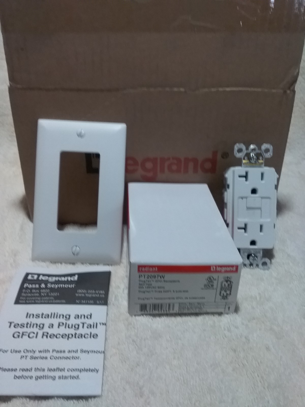 Legrand Radiant PT2097W GFCI Receptacle 20A 125Vac 60Hz Box Of 10 gallery