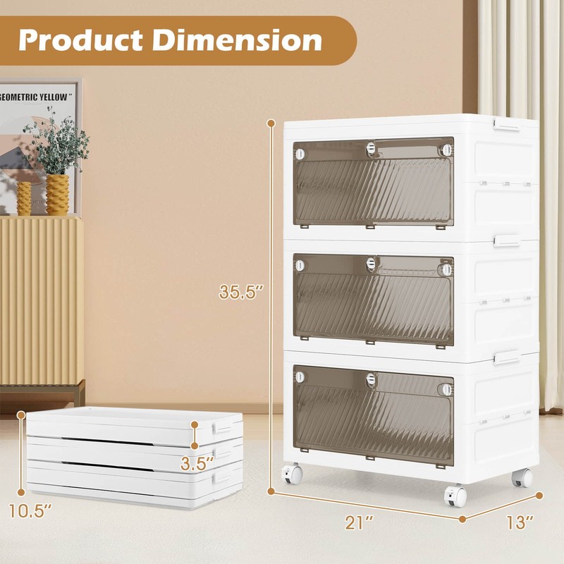 3-Tier Stackable Storage Bins 33-gal Collapsible Storage Boxes w/ Lid Organizer gallery