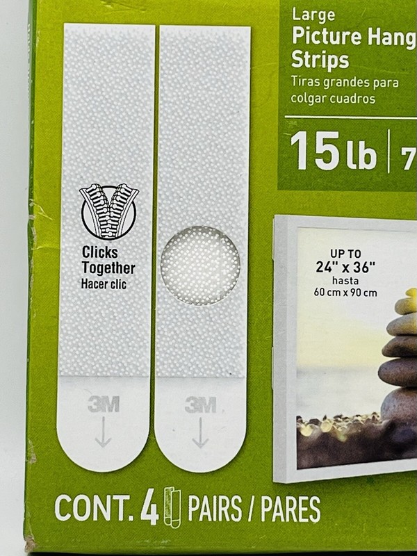 3M Command Large Picture Hanging Strips White 4 Pair (8 Strips) Holds 15 lbs gallery