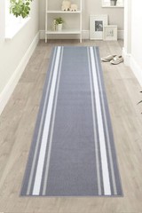 Custom Size Rubber Solid Bordered Design Grey Non Slip Washable Runner Rug