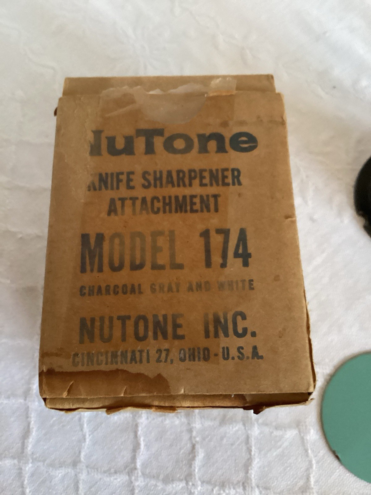 VINTAGE NuTone KNIFE SHARPENER ATTACHMENT MODEL 174 EXTRA BLADE USA MADE gallery