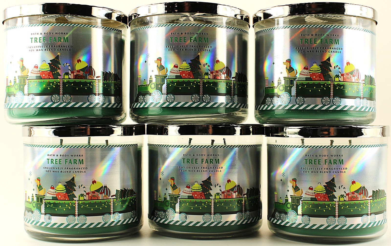 QTY 6 - Bath & Body Works White Barn TREE FARM 3-Wick 14.5Oz Scented Candle gallery