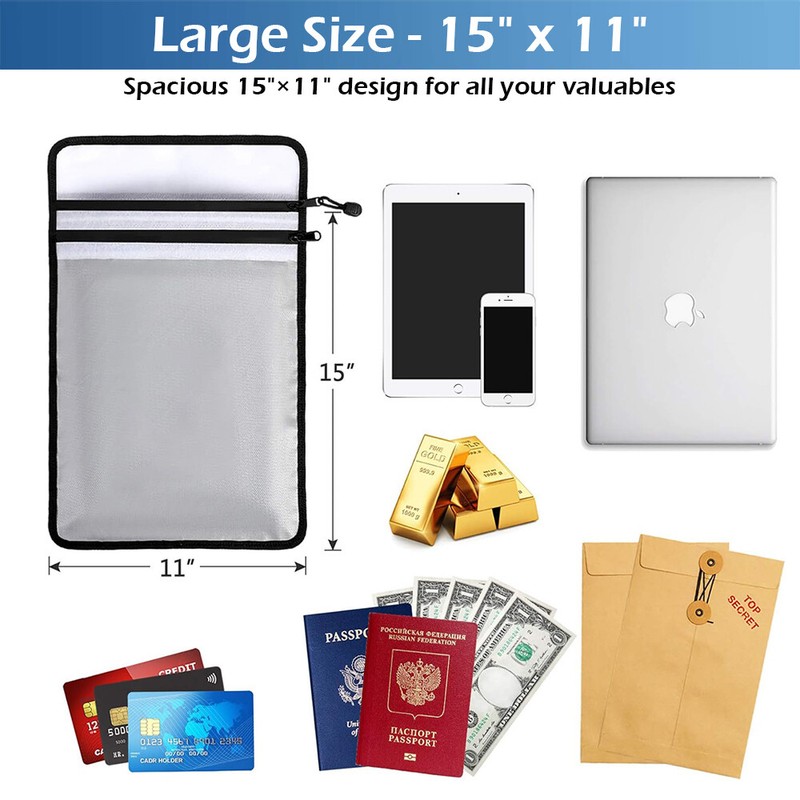 Large Fireproof Money Bag Fire Proof Document Pouch Waterproof Safe Cash Folder gallery