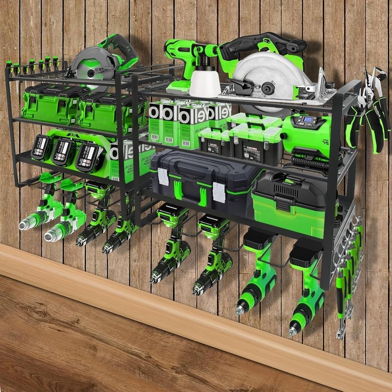 Heavy-Duty 4 Layers Tools Storage Rack Cordless Drill Holders Power Tool rack gallery