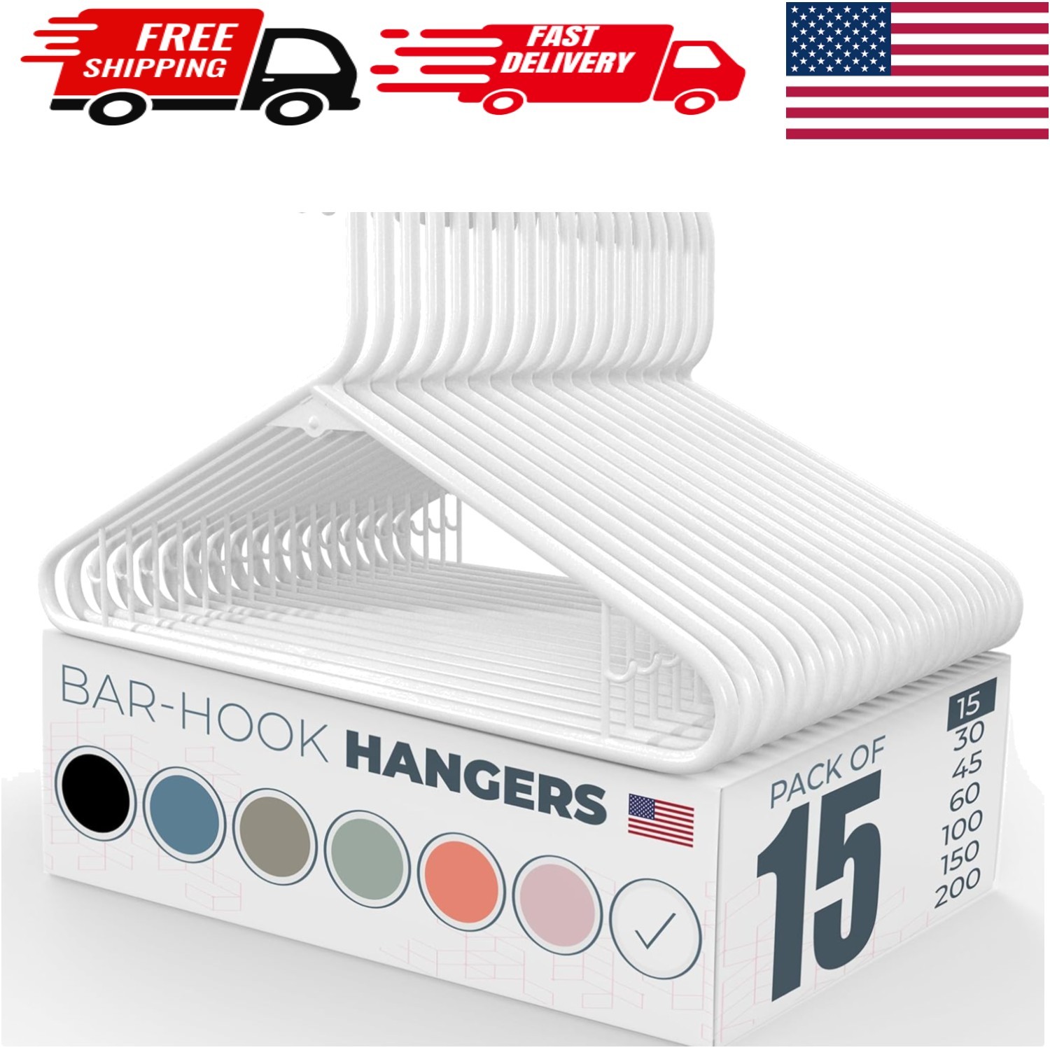Versatile Slim Plastic Hangers 15pk - 6lb Capacity for Closet Organization gallery