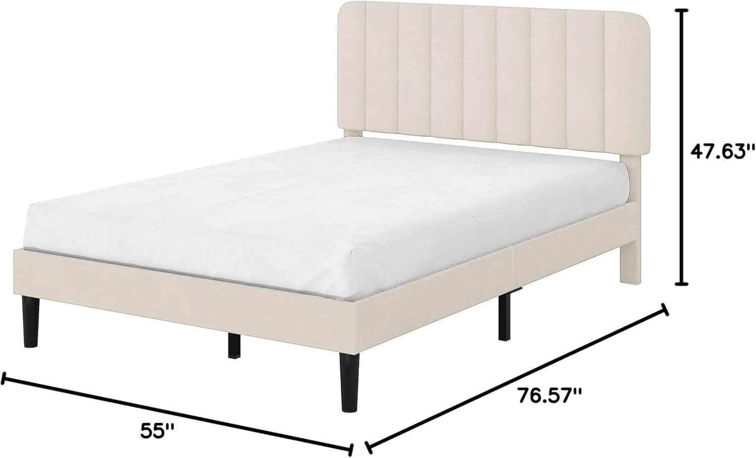 VECELO Full Size Bed Frame with Upholstered Headboard, Velvet Platform Bedframe gallery
