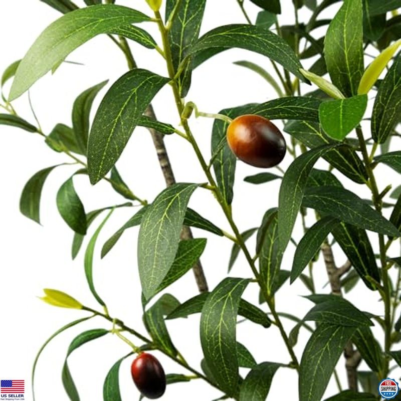 7FT Artificial Olive Tree in White Planter, Faux Topiary Plant for Home Decor gallery