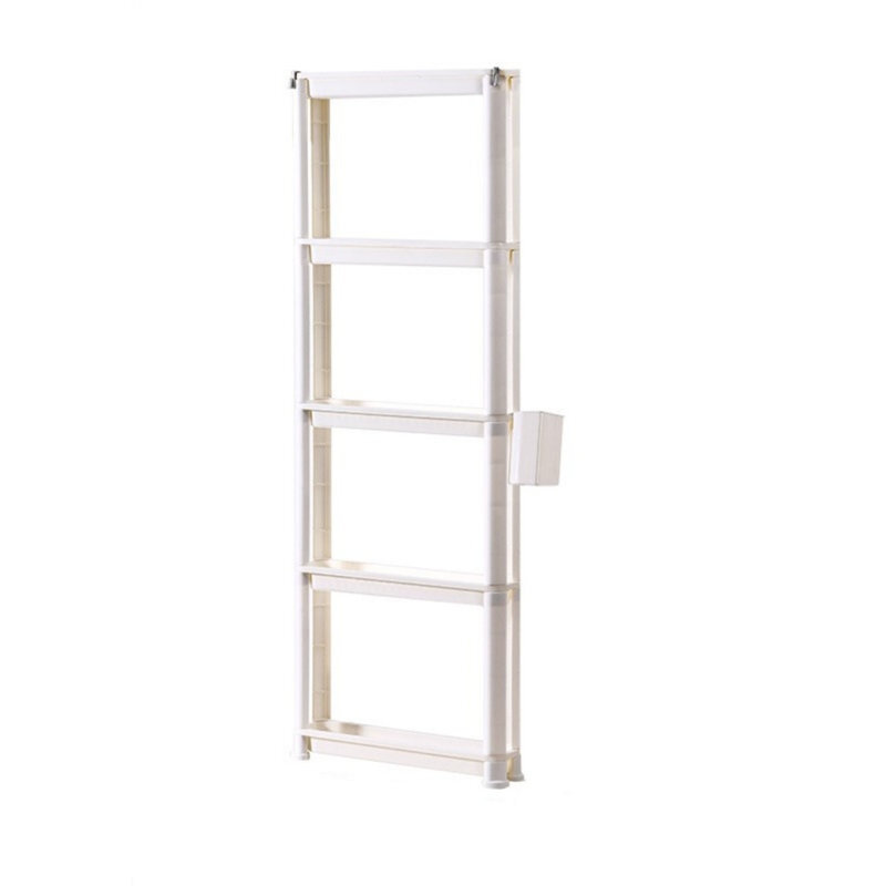 Multi-Layer Storage Shelf with Hanging Basket and Universal Wheels for Kitchen