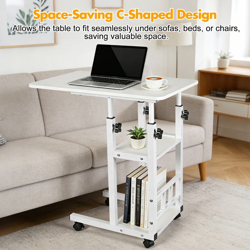 Modern Overbed Table Height Adjustable Bed Side Table Rolling Sofa End Table gallery