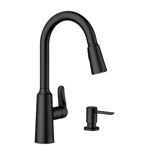 MOEN 87028BL Edwyn Single Handle Pull-Down Handle Kitchen Faucet - Matte Black gallery