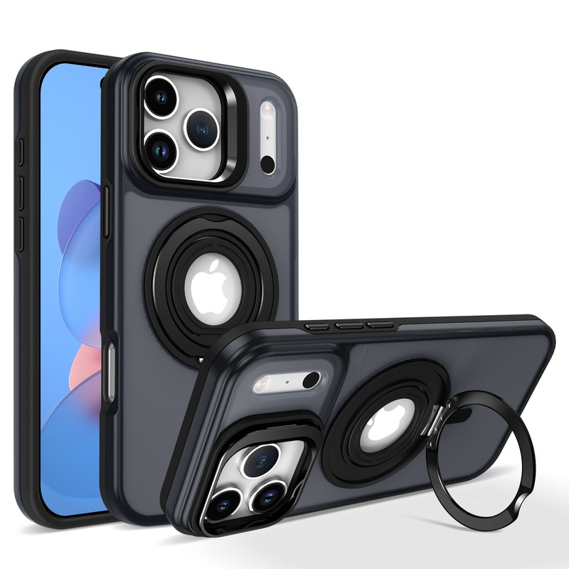For iPhone 17 Pro Max 16 15 14 13 Magnetic Silicone Grip Ring Camera Stand Case gallery