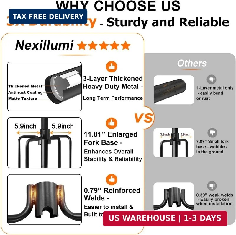 6 Pack String Light Poles for Outside, Upgraded Heavy-Duty Metal Poles for Outdo gallery
