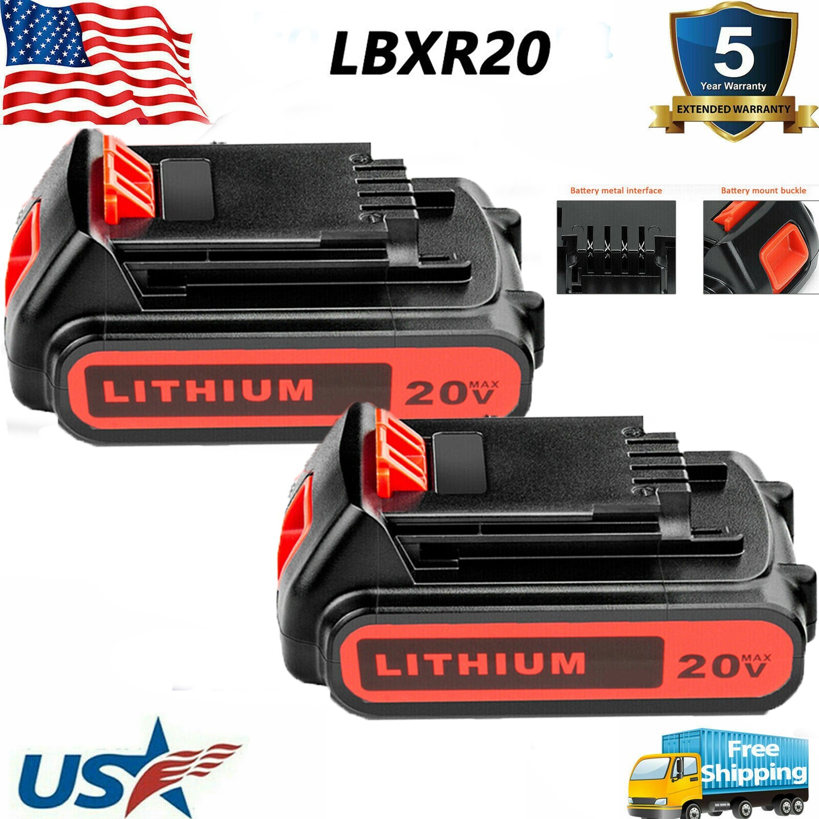 2 Pack Replacement for Black Decker 20V Lithium MAX Battery 20Volt Li-Ion gallery
