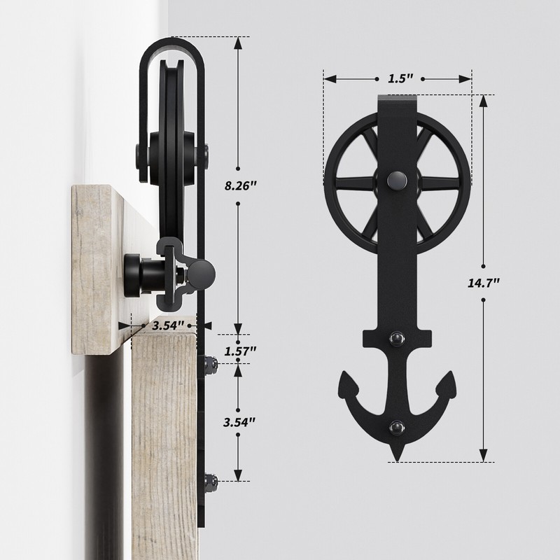 4FT-20FT Sliding Barn Door Hardware Track Kit for Single/Double Big Wheel Rustic gallery