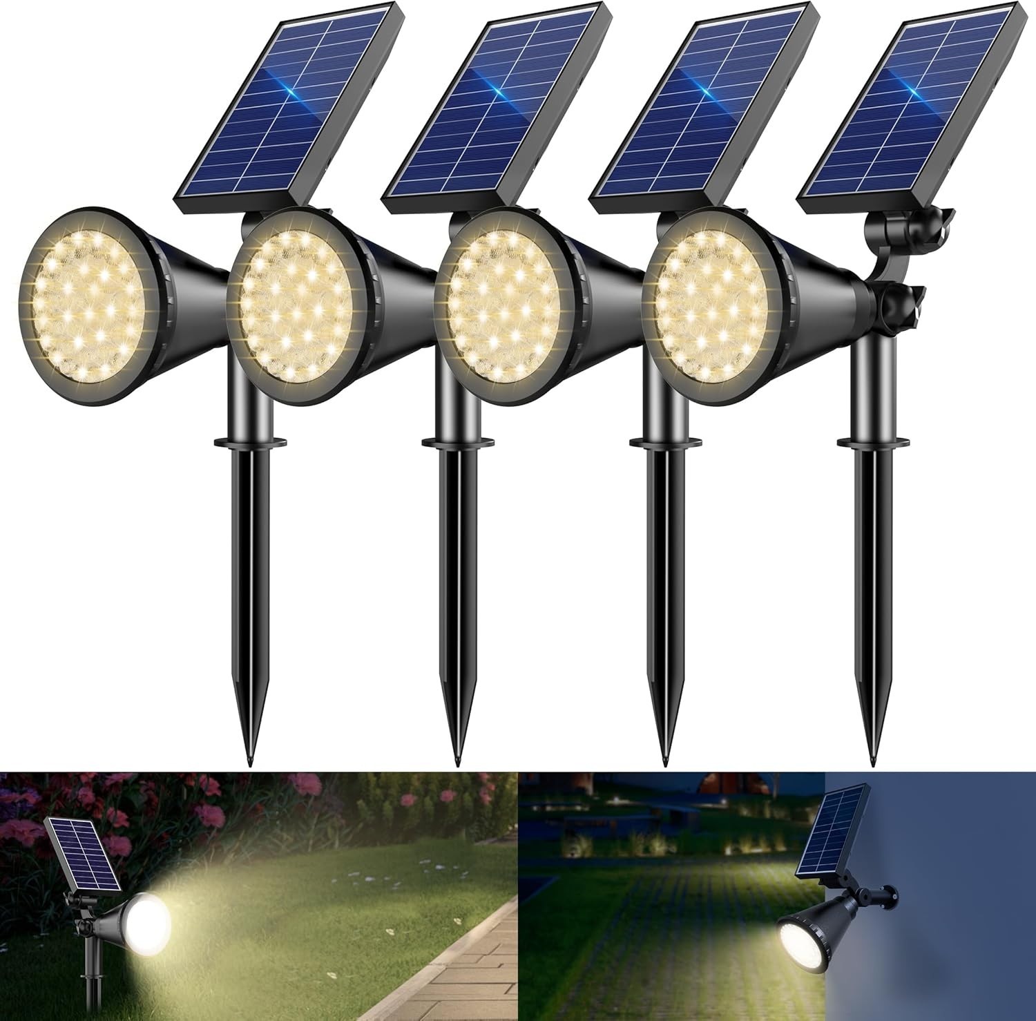 Solar Spotlight Outdoor Waterproof 36 LED 2200mAh Wall Ground Flood Lights Yard gallery