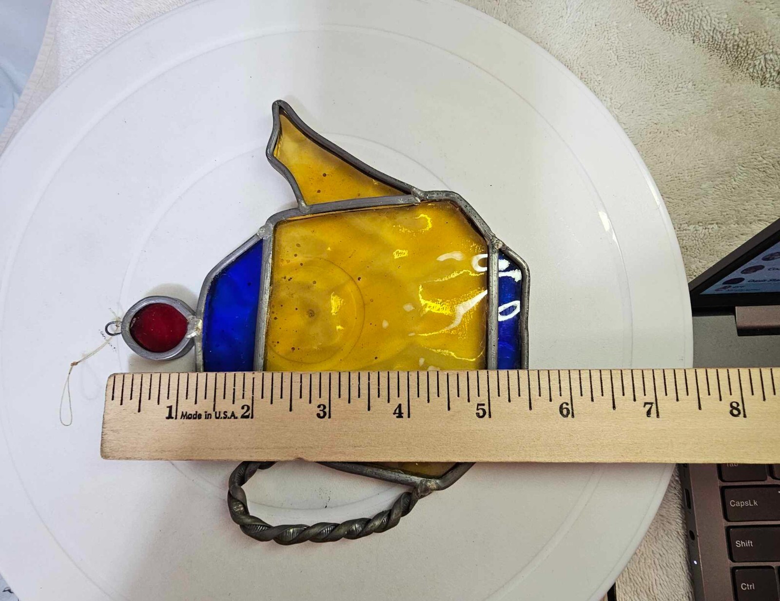 VTg Teapot Stained Sun Catchers Multicolor red blue yellow hanging 5.5"- A10 gallery