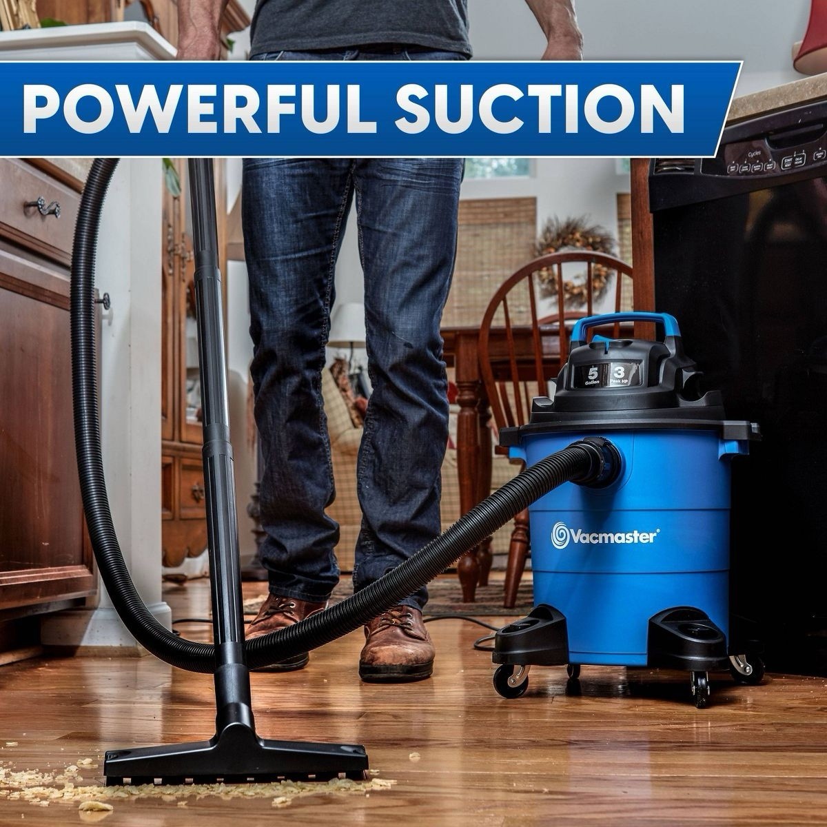 Vacmaster® 2-In-1 Wet/Dry Vacuum/Blower, 65 CFM, 5-Gallon, 3 Peak HP, Model# gallery