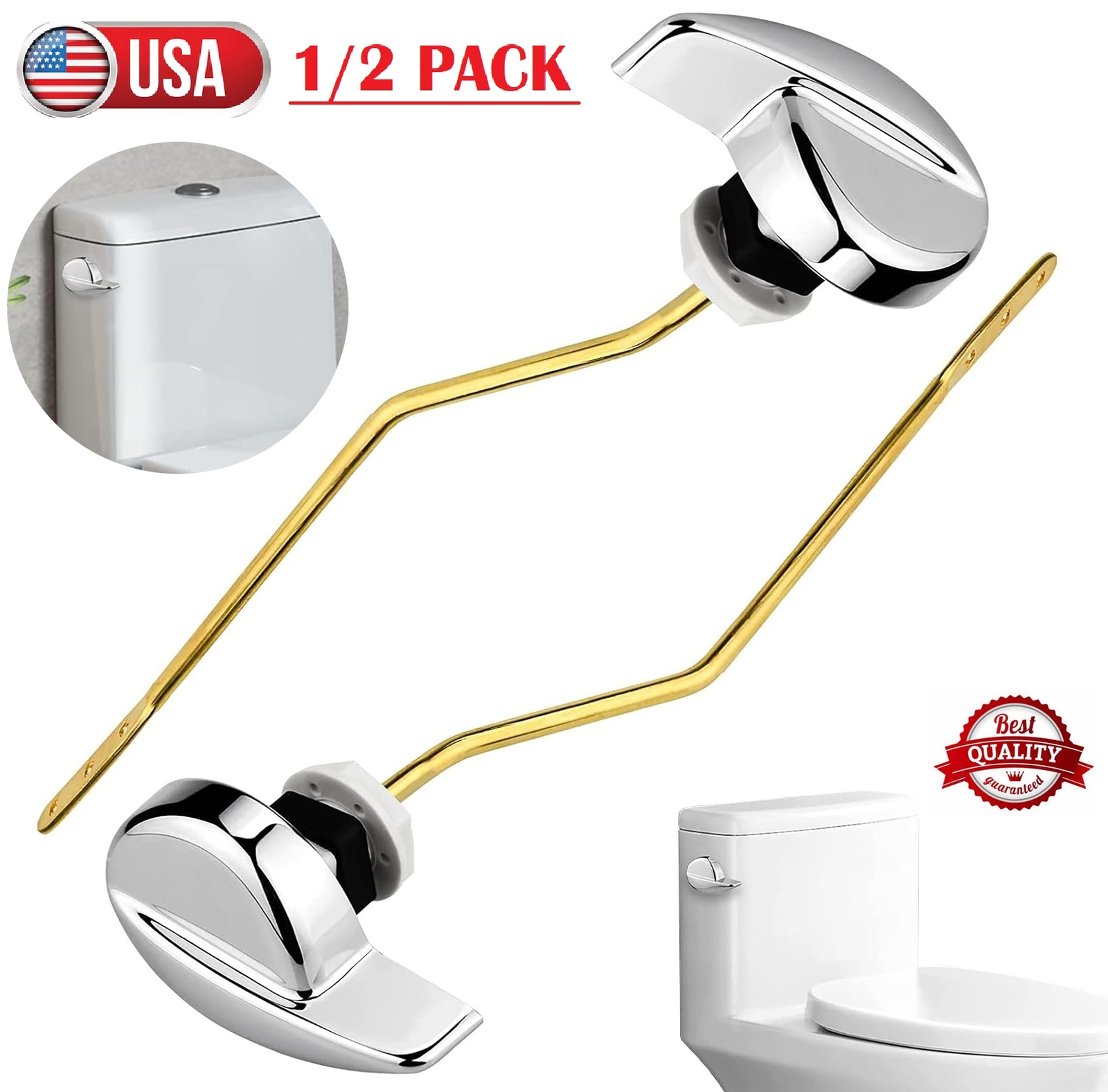 2× Easy Use Side Mount Toilet Flush Lever Handle Angle Universal Toilet Handle gallery