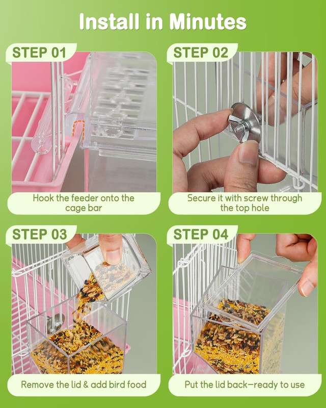 Automatic Bird Feeder, Bird Feeder for Cage, No Mess Bird Feeder, Clear Acryl... gallery